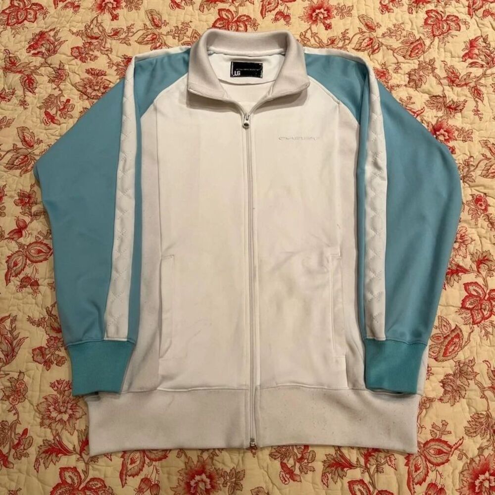 Vintage Early 2000s Oakley Software Skull embroidered sleeve Track Jacket